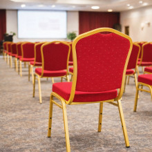 Stolička so zlatým rámom a červeným poťahom, HALLSEAT MX SMOOTH GD/RD, ilustračná foto