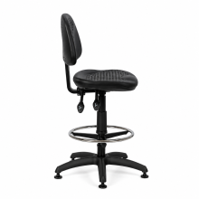 Industrieller Stuhl mit runder Fußstütze auf Gleitern, WORKSEAT MB COMFORT HIGH F