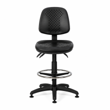 Industrieller Stuhl mit runder Fußstütze auf Gleitern, WORKSEAT MB COMFORT HIGH F