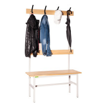 BRIDGE LL 1000 AH | Umkleidesitzbank mit Rückenlehne, mit Hakenleiste 1000 mm