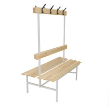 BRIDGE LL 1000 AH DOUBLE | Doppelseitige Umkleidesitzbank mit Rückenlehne, mit Hakenleiste 1000 mm