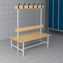 Šatníková lavica, obojstranná s opierkou a vešiakmi