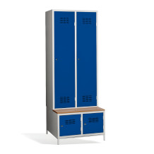 2 + 2-türiger Kleiderschrank mit eingebauter Sitzbank und Schuhschränken, COMFORT H 2 BW