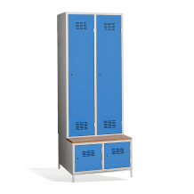 2 + 2-türiger Kleiderschrank mit eingebauter Sitzbank und Schuhschränken, COMFORT H 2 BW