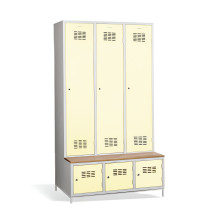 3 + 3-türiger Kleiderschrank mit eingebauter Sitzbank und Schuhschränken, COMFORT H 3 BW