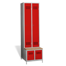 2 + 2-türiger Kleiderschrank mit eingebauter Sitzbank und Schuhschränken, COMFORT H 2