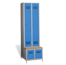 2 + 2-türiger Kleiderschrank mit eingebauter Sitzbank und Schuhschränken, COMFORT H 2