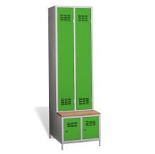 2 + 2-türiger Kleiderschrank mit eingebauter Sitzbank und Schuhschränken, COMFORT H 2