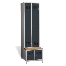 2 + 2-türiger Kleiderschrank mit eingebauter Sitzbank und Schuhschränken, COMFORT H 2