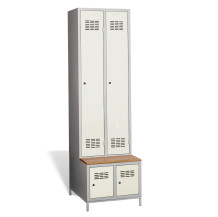 2 + 2-türiger Kleiderschrank mit eingebauter Sitzbank und Schuhschränken, COMFORT H 2