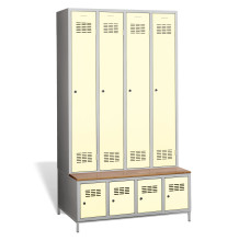4 + 4-türiger Kleiderschrank mit eingebauter Sitzbank und Schuhschränken, COMFORT H 4 