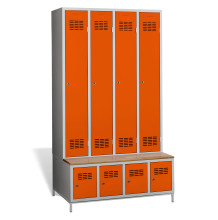 4 + 4-türiger Kleiderschrank mit eingebauter Sitzbank und Schuhschränken, COMFORT H 4 