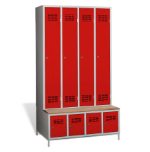 4 + 4-türiger Kleiderschrank mit eingebauter Sitzbank und Schuhschränken, COMFORT H 4 