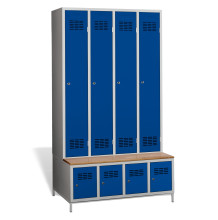 4 + 4-türiger Kleiderschrank mit eingebauter Sitzbank und Schuhschränken, COMFORT H 4 