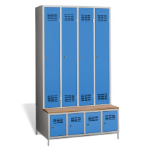 4 + 4-türiger Kleiderschrank mit eingebauter Sitzbank und Schuhschränken, COMFORT H 4 
