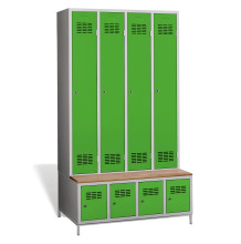 4 + 4-türiger Kleiderschrank mit eingebauter Sitzbank und Schuhschränken, COMFORT H 4 