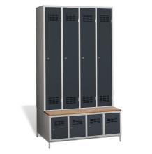 4 + 4-türiger Kleiderschrank mit eingebauter Sitzbank und Schuhschränken, COMFORT H 4 