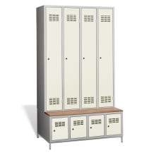 4 + 4-türiger Kleiderschrank mit eingebauter Sitzbank und Schuhschränken, COMFORT H 4 
