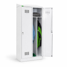 LOCKERPLUS H 2 BW TOP | 2-er Spind mit Trennwand und Schrägdach /eingebaut/