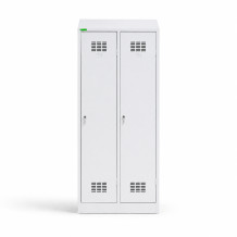 LOCKERPLUS H 2 BW TOP | 2-er Spind mit Trennwand und Schrägdach /eingebaut/