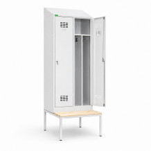 LOCKERPLUS H 2 BW TOP | 2-er Spind mit Trennwand und Schrägdach /eingebaut/