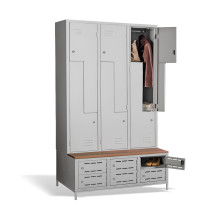6 + 6-türiger Kleiderschrank mit eingebauter Sitzbank und Schuhschränken, COMFORT H Z6 400