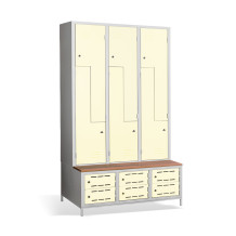 6 + 6-türiger Kleiderschrank mit eingebauter Sitzbank und Schuhschränken, COMFORT H Z6 400