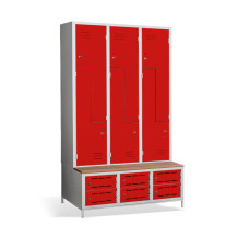 6 + 6-türiger Kleiderschrank mit eingebauter Sitzbank und Schuhschränken, COMFORT H Z6 400