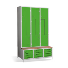 6 + 6-türiger Kleiderschrank mit eingebauter Sitzbank und Schuhschränken, COMFORT H Z6 400