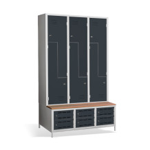 6 + 6-türiger Kleiderschrank mit eingebauter Sitzbank und Schuhschränken, COMFORT H Z6 400