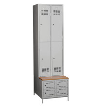4 + 4-türiger Kleiderschrank mit eingebauter Sitzbank und Schuhschränken, COMFORT H 2/4