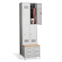 4 + 4-türiger Kleiderschrank mit eingebauter Sitzbank und Schuhschränken, COMFORT H 2/4