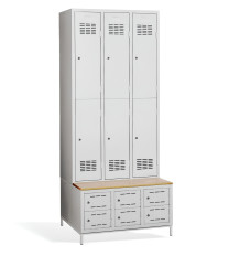 6 + 6-türiger Kleiderschrank mit eingebauter Sitzbank und Schuhschränken, COMFORT H 3/6 