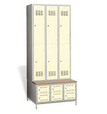 6 + 6-türiger Kleiderschrank mit eingebauter Sitzbank und Schuhschränken, COMFORT H 3/6 
