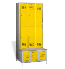 6 + 6-türiger Kleiderschrank mit eingebauter Sitzbank und Schuhschränken, COMFORT H 3/6 