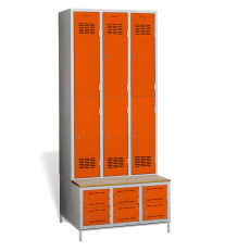 6 + 6-türiger Kleiderschrank mit eingebauter Sitzbank und Schuhschränken, COMFORT H 3/6 