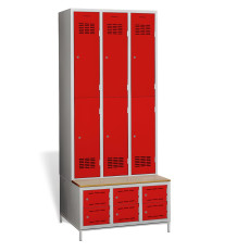 6 + 6-türiger Kleiderschrank mit eingebauter Sitzbank und Schuhschränken, COMFORT H 3/6 