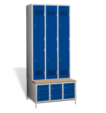 6 + 6-türiger Kleiderschrank mit eingebauter Sitzbank und Schuhschränken, COMFORT H 3/6 