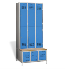 6 + 6-türiger Kleiderschrank mit eingebauter Sitzbank und Schuhschränken, COMFORT H 3/6 