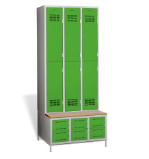 6 + 6-türiger Kleiderschrank mit eingebauter Sitzbank und Schuhschränken, COMFORT H 3/6 