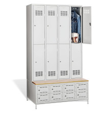 8 + 8-türiger Kleiderschrank mit eingebauter Sitzbank und Schuhschränken, COMFORT H 4/8 