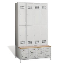 8 + 8-türiger Kleiderschrank mit eingebauter Sitzbank und Schuhschränken, COMFORT H 4/8 
