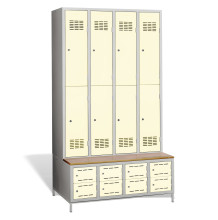 8+8-dv. šatní8 + 8-türiger Kleiderschrank mit eingebauter Sitzbank und Schuhschränken, COMFORT H 4/8 ková skriňa s krátkymi dverami, zabud. lavicou a skriňami na obuv, COMFORT H 4/8