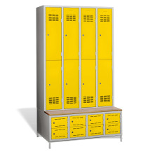 8 + 8-türiger Kleiderschrank mit eingebauter Sitzbank und Schuhschränken, COMFORT H 4/8 