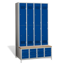 8 + 8-türiger Kleiderschrank mit eingebauter Sitzbank und Schuhschränken, COMFORT H 4/8 