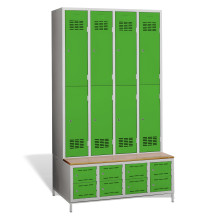 8 + 8-türiger Kleiderschrank mit eingebauter Sitzbank und Schuhschränken, COMFORT H 4/8 