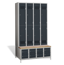 8 + 8-türiger Kleiderschrank mit eingebauter Sitzbank und Schuhschränken, COMFORT H 4/8 
