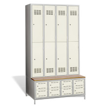 8 + 8-türiger Kleiderschrank mit eingebauter Sitzbank und Schuhschränken, COMFORT H 4/8 