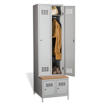 2 + 2-türiger Kleiderschrank mit eingebauter Sitzbank und Schuhschränken, COMFORT H 2