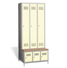 3 + 3-türiger Kleiderschrank mit eingebauter Sitzbank und Schuhschränken, COMFORT H 3
